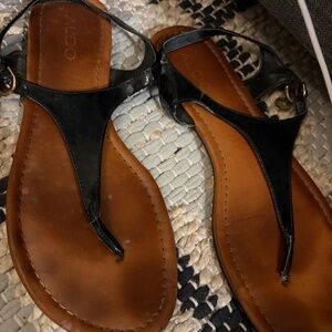 Aldo black glossy sandals